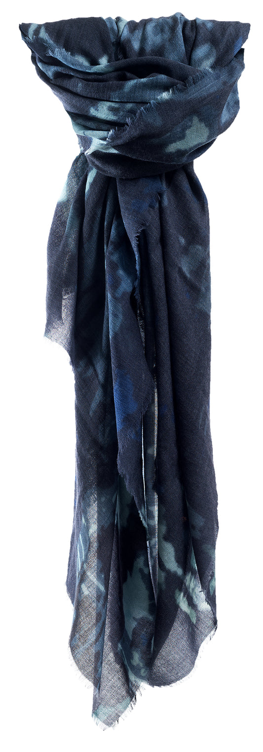 SansPlomb Scialle unisex in morbida lana vergine al 100% con frange, sciarpa con disegno camouflage - 100% Made in Italy