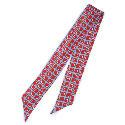 SansPlomb Bandeau in seta di prima qualità, stampata con disegno geometrico retrò - 100% Made in Italy