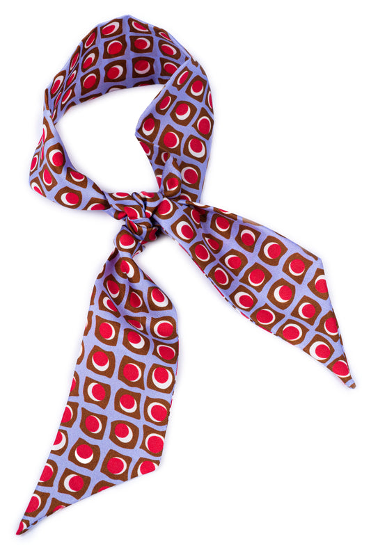 SansPlomb Bandeau in seta di prima qualità, stampata con disegno geometrico retrò - 100% Made in Italy