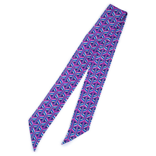 Bandeau in seta di prima qualità, stampata con disegno a triangoli concatenati - 100% Made in Italy