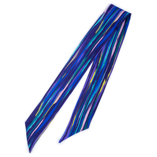 Bandeau in seta di prima qualità, stampata con disegno riga astratta - 100% Made in Italy