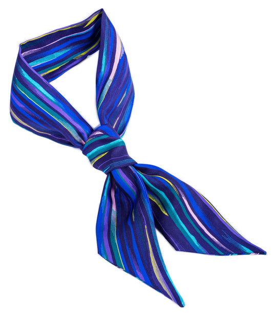 Bandeau in seta di prima qualità, stampata con disegno riga astratta - 100% Made in Italy