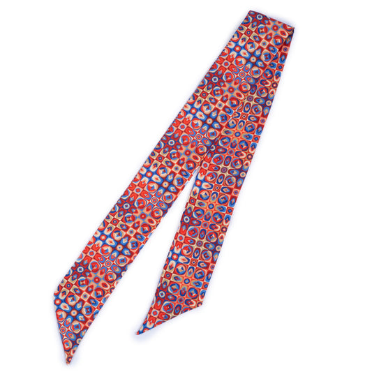 Bandeau in seta di prima qualità, stampata con disegno optical - 100% Made in Italy