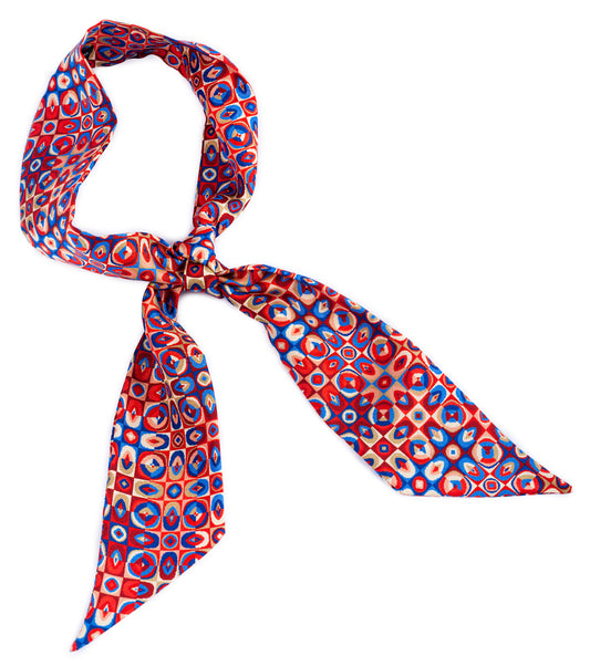 Bandeau in seta di prima qualità, stampata con disegno optical - 100% Made in Italy