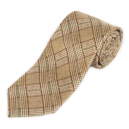 SansPlomb Cravatta in seta di prima qualità, stampata con disegno principe di Galles - 100% Made in Italy