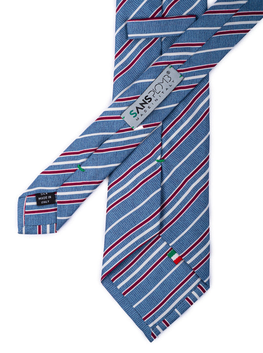 SansPlomb Cravatta in seta di prima qualità, stampata con disegno riga - 100% Made in Italy