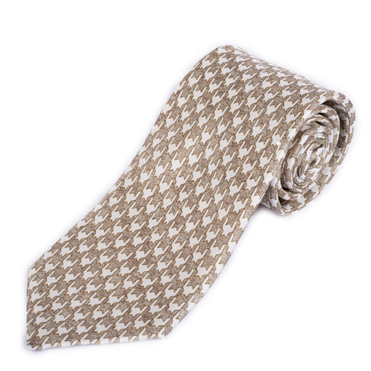 SansPlomb Cravatta in seta di prima qualità, stampata con disegno houndstooth - 100% Made in Italy