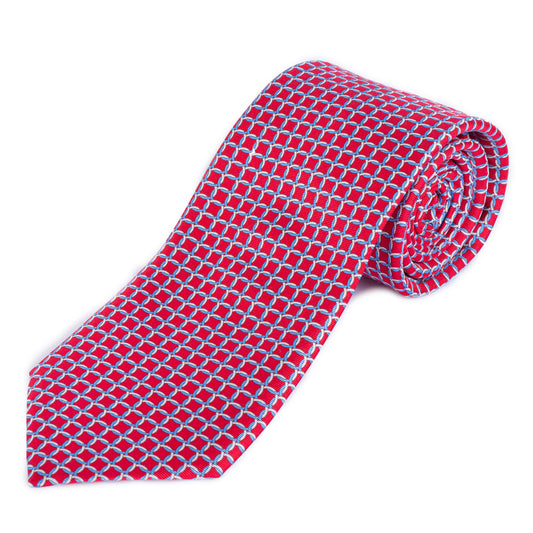 SansPlomb Cravatta in seta di prima qualità, stampata con disegno concatenato - 100% Made in Italy