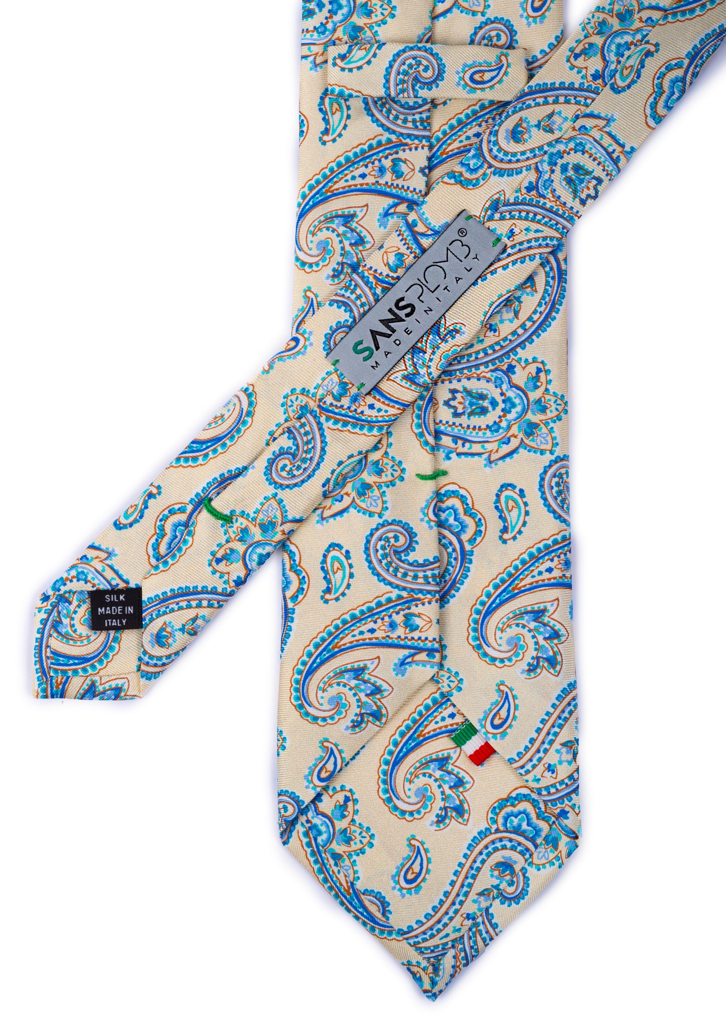 SansPlomb Cravatta in seta di alta qualità, stampata con un disegno paisley - 100% Made in Italy