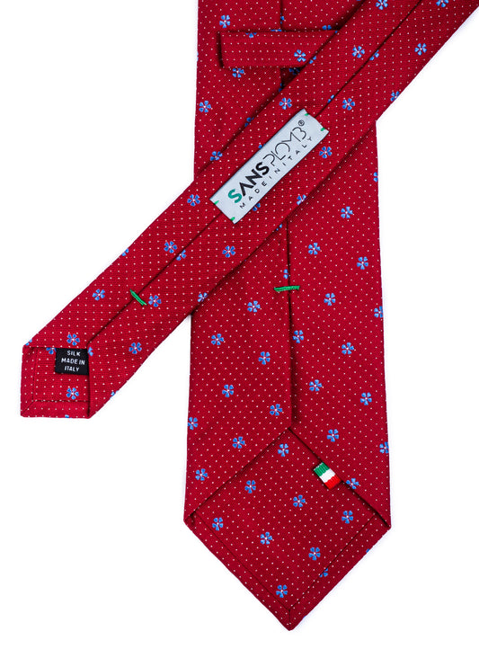 SansPlomb Cravatta tinto in filo in seta di prima qualità, disegno neat - 100% Made in Italy