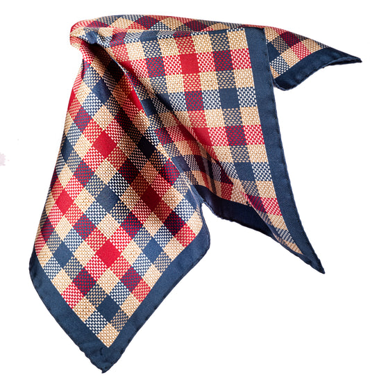 SansPlomb Fazzoletto da taschino, pochette con bordo in seta di alta qualità, stampata con un disegno quadrettato - 100% Made in Italy