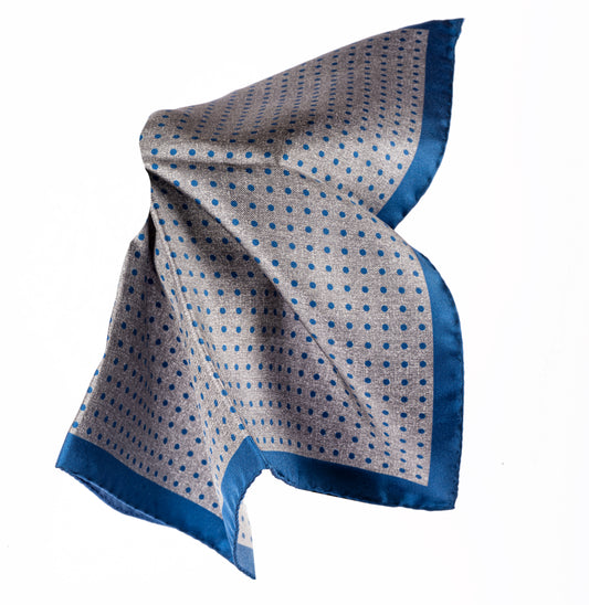 SansPlomb Fazzoletto da taschino, pochette con bordo in seta di alta qualità, stampata con un disegno pois - 100% Made in Italy